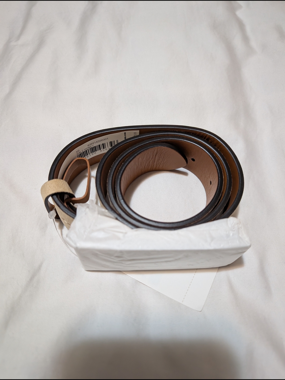 Ralph Lauren Double RL Two-Tone Brown Leather Belt with Dark Edge